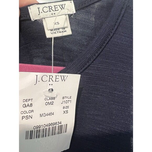 J Crew Drapey Tank Top Navy Blue With Stripe Pattern Silky Hem Size XS - Picture 3 of 5